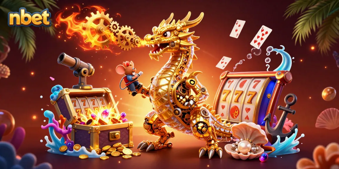 Experience thrilling nbet slots with a captivating golden dragon and underwater treasures