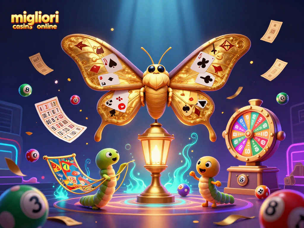 Giochi emozionanti nei migliori casino online: una scena vivace con palline della lotteria colorate e il simbolo del gioco.