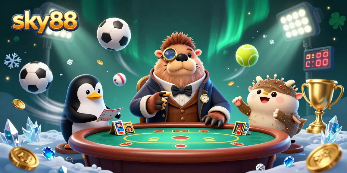 sky88 showcases an underwater poker game enthralling players with clever bluffs and vibrant sports elements.