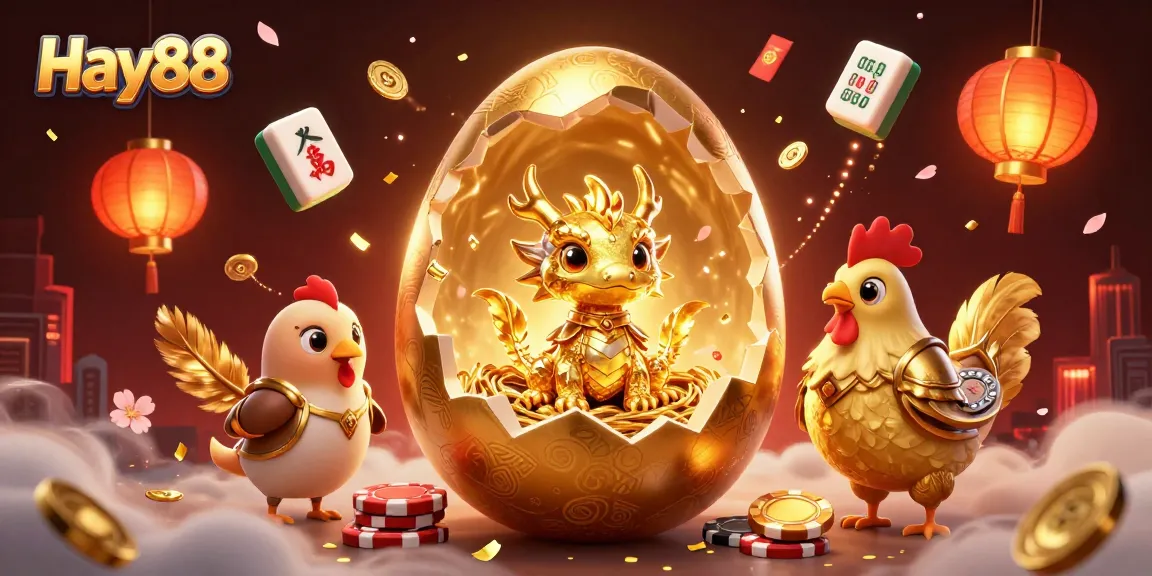 Engage in thrilling gameplay at Hay88, featuring a golden dragon and poker chips in a vibrant casino setting.