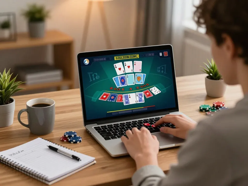 Engaging in a live dealer game on 33win, showcasing strategic betting at home.