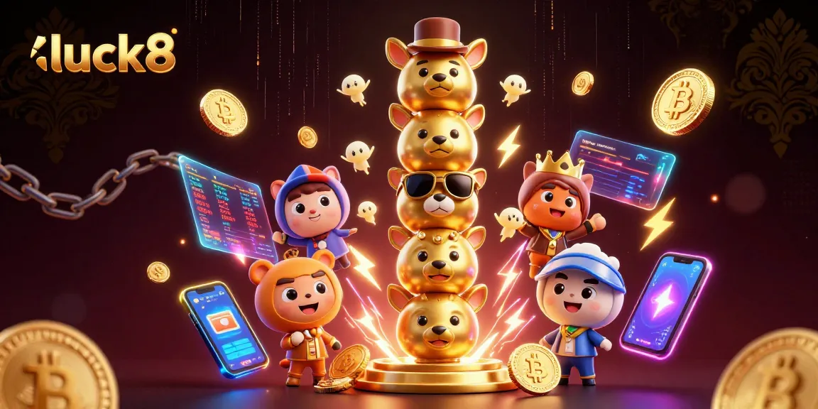 Engage with luck8's vibrant 3D casino world, showcasing animations, crypto coins, and a golden totem.