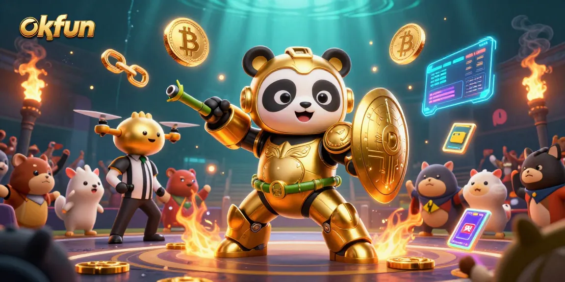 Engage with okfun's thrilling casino adventure in a dynamic scene of 3D characters.
