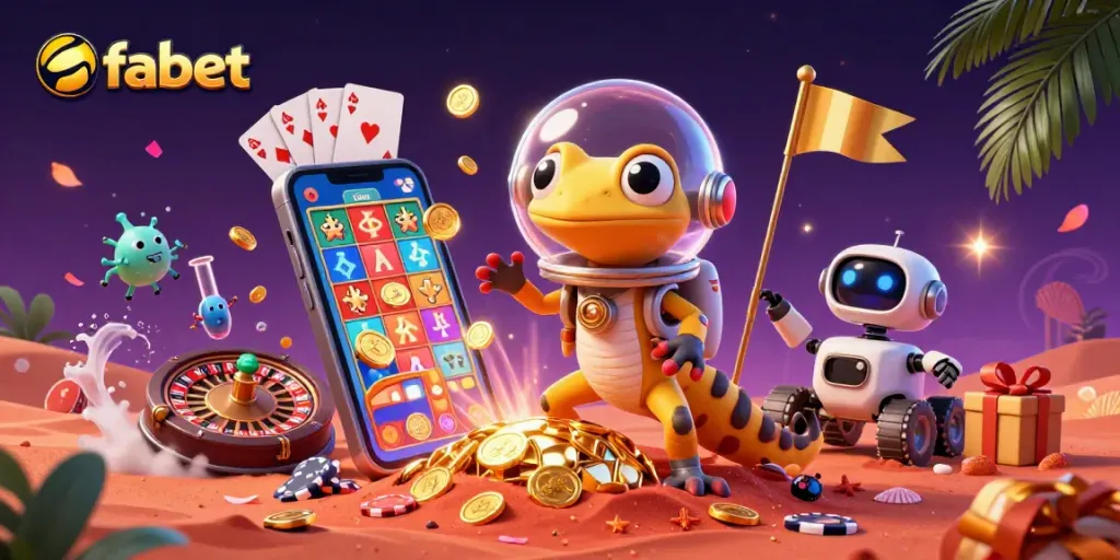 Experience fabet's thrilling casino adventure with colorful slots, cards, and golden treasures!