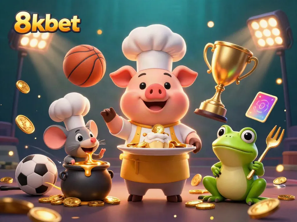 Experience the thrill of 8xbet in an immersive casino scene with gold coins and sports elements.