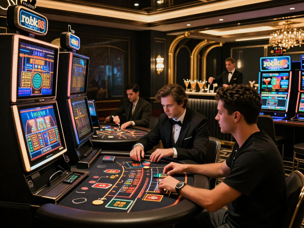 Experience premium gaming at rokok88 with elegant black and gold casino atmosphere.