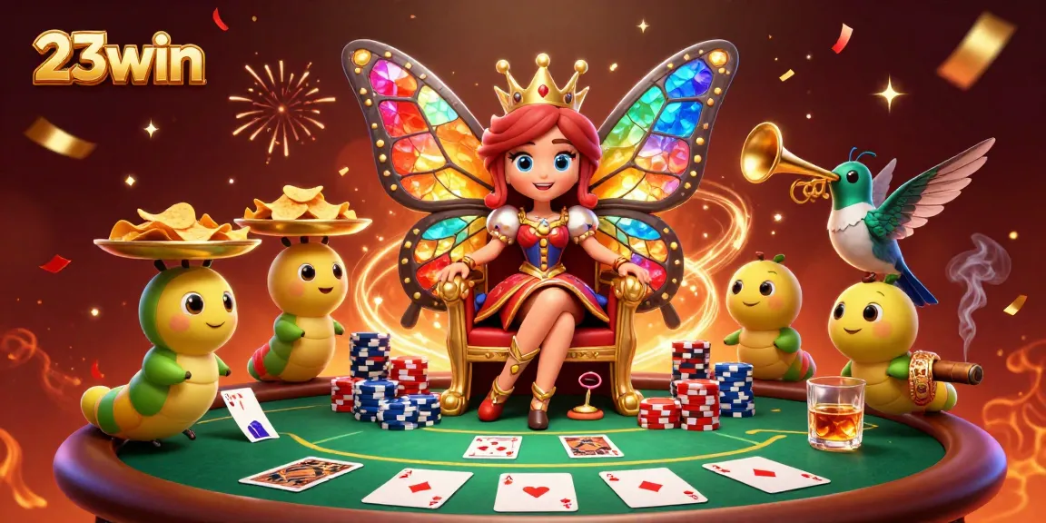 Engage with the exciting world of 23win at this vibrant casino-themed illustration.