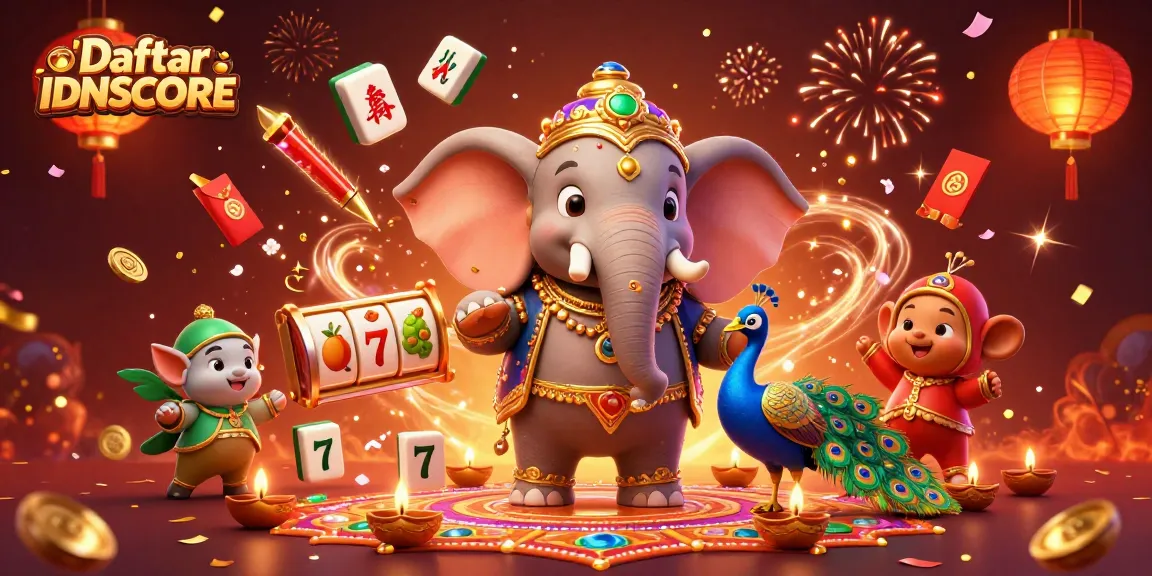 Experience the excitement of Daftar IDNSCORE with vibrant slot games and colorful celebration elements.