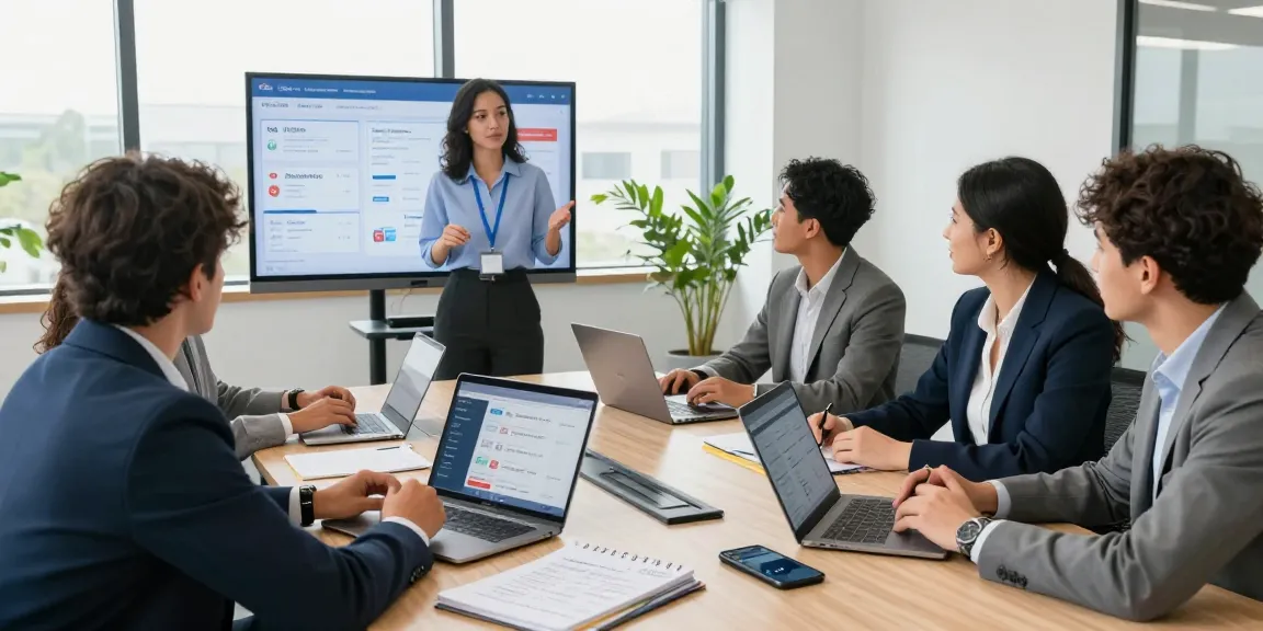 Team collaboration discussing business mobile deals UK in a modern office setting.