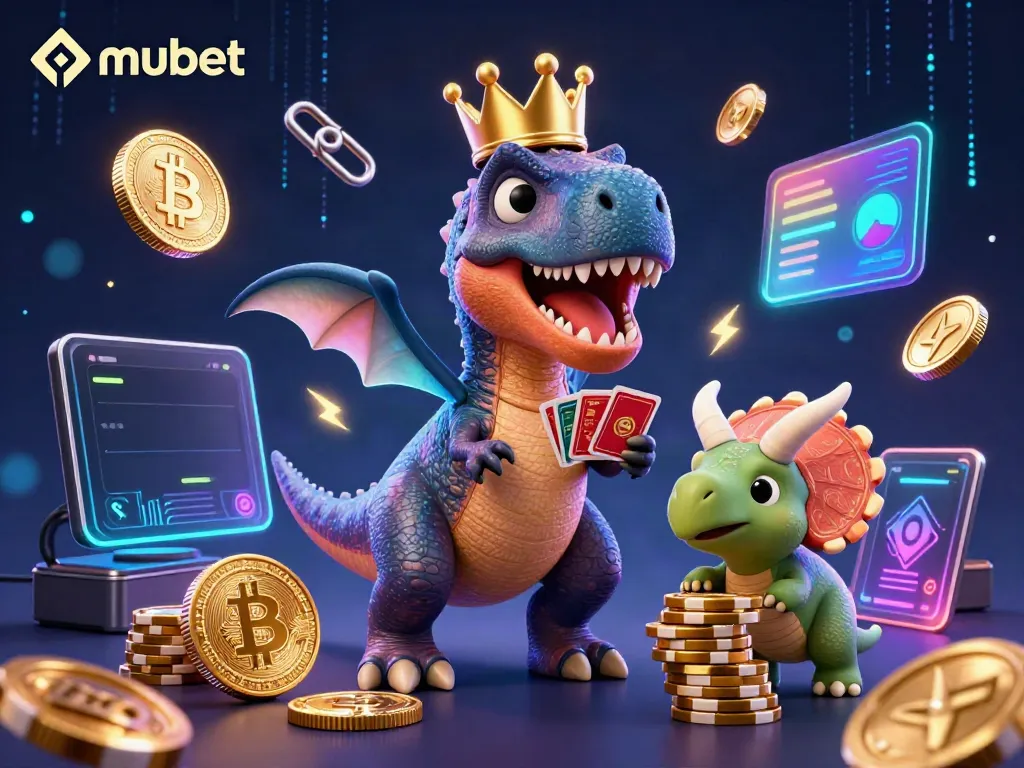 Play exciting games with mubet featuring fun dinosaur characters in a dynamic casino scene.