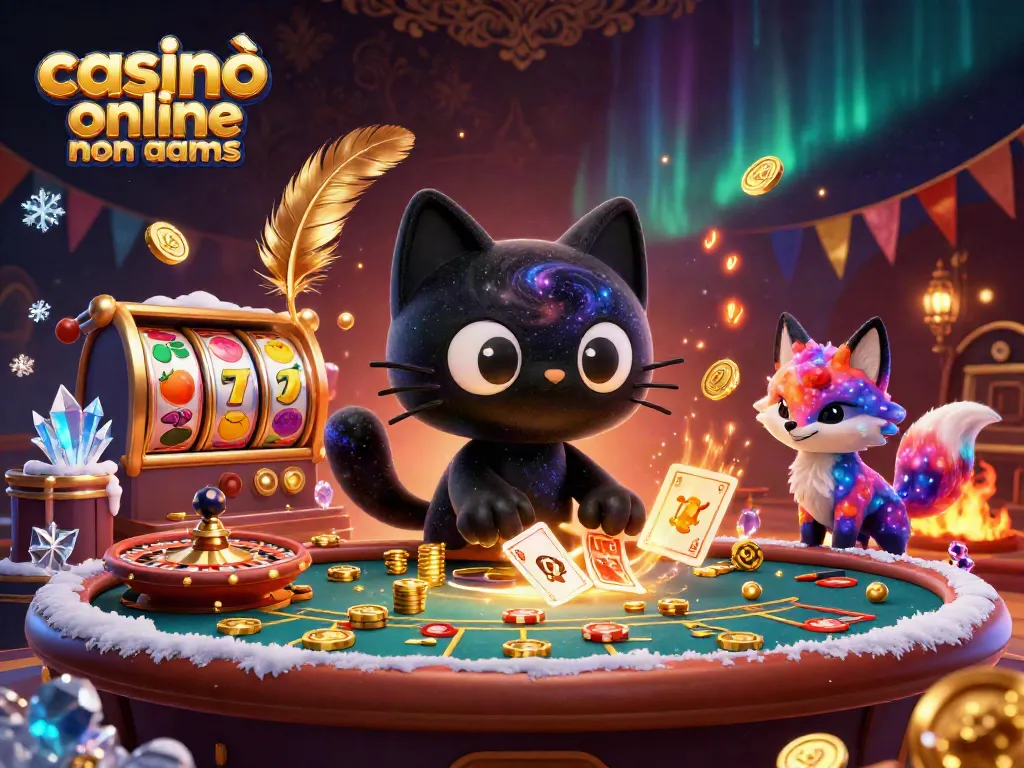 Gioca nei migliori casinò online non AAMS con un gatto vorticoso e un fox nebuloso in un casinò cosmico.