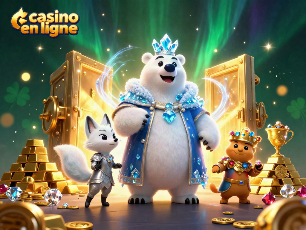 Gagnez des jackpots dans un casino en ligne animé mettant en scène un ours polaire royal.