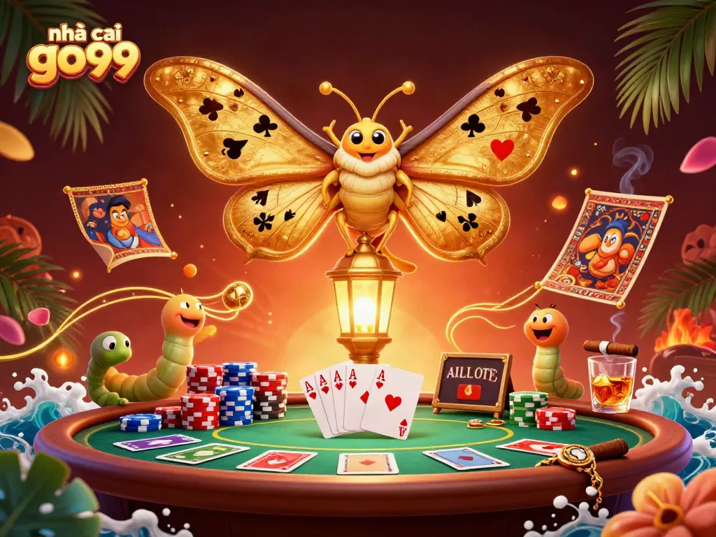 Experience the thrill of the nhà cái go99 casino with a vibrant 3D illustration of poker elements.