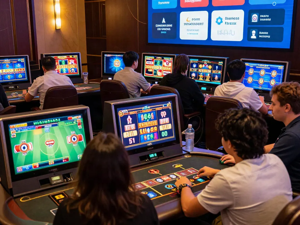 Diverse players enjoying interactive games at https://da88z.net/ in a vibrant online gambling environment.