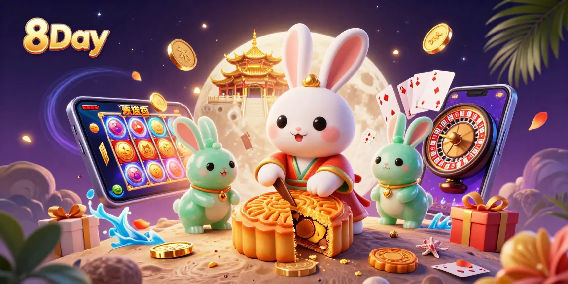 Experience 8Day fun with the moon rabbit and casino games bursting with energy.