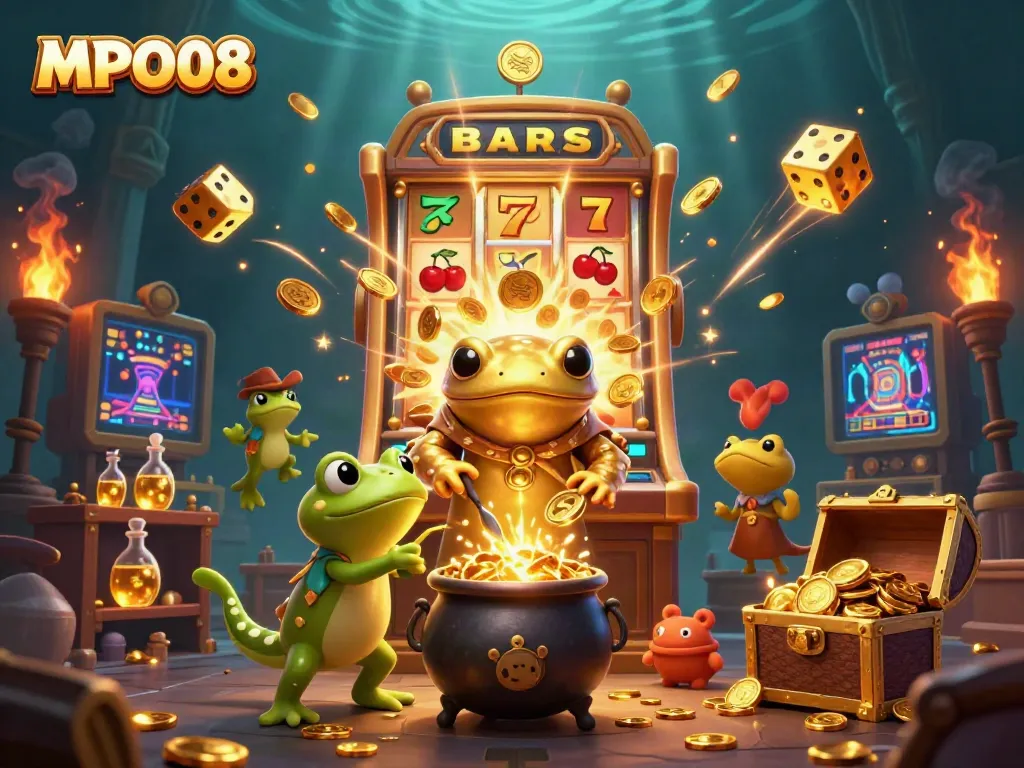 Experience the vibrant MPO08 casino world with golden alchemists and magical jackpots