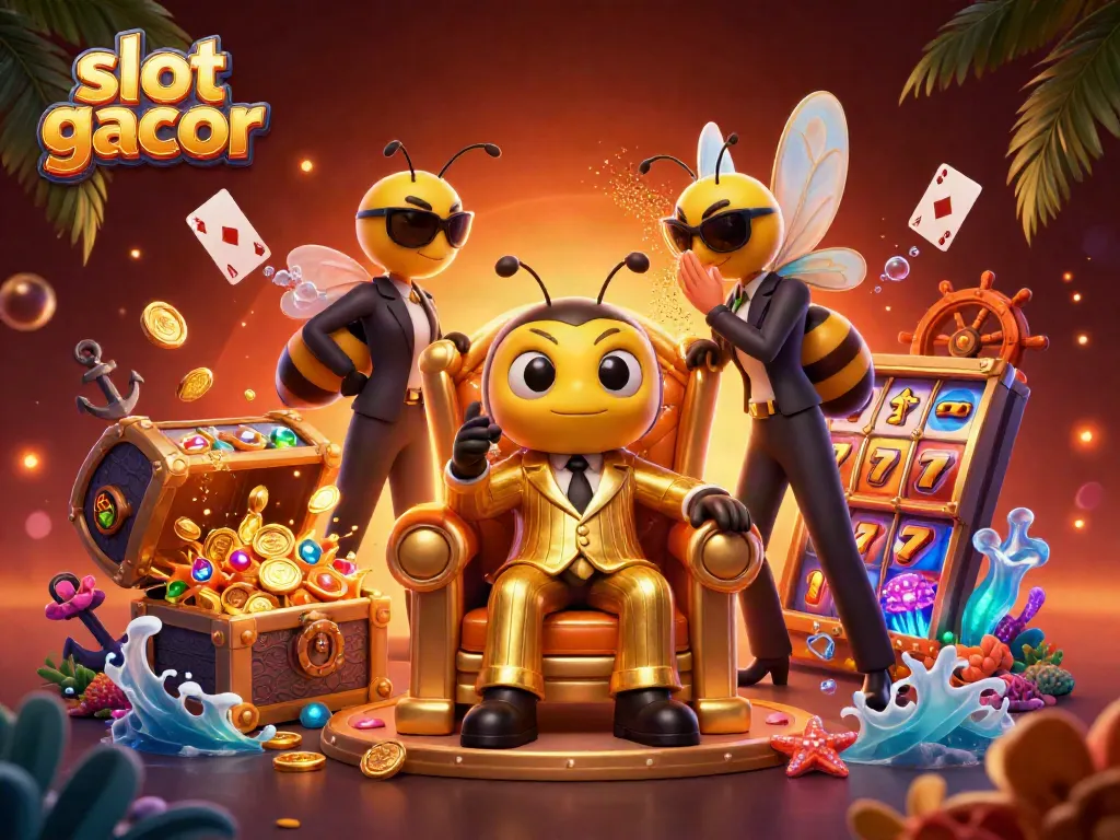 Experience the excitement of slot gacor with a vibrant 3D illustration featuring a casino-themed scene.