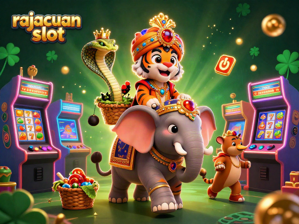 Experience exciting gameplay with rajacuan slot, featuring vibrant slot reels and colorful characters in a dynamic casino setting.