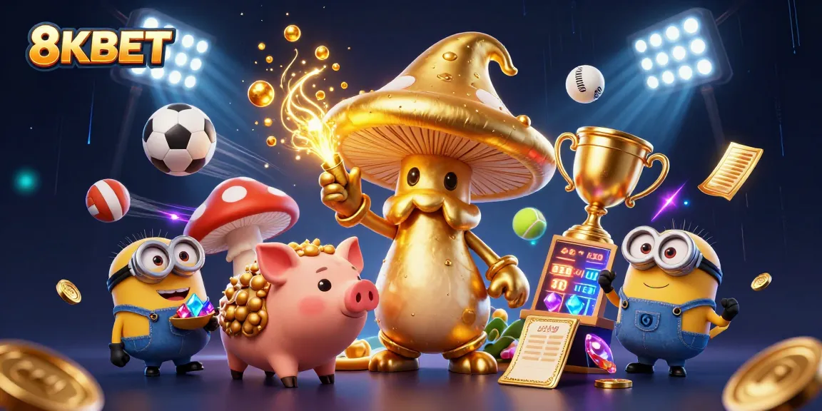 Experience excitement at 8KBET with a magical scene showcasing sports and casino elements.