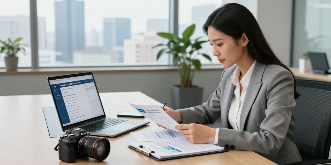 Same day merchant cash advance discussion in a modern office setting with a businesswoman reviewing funding documents and a laptop on the table.
