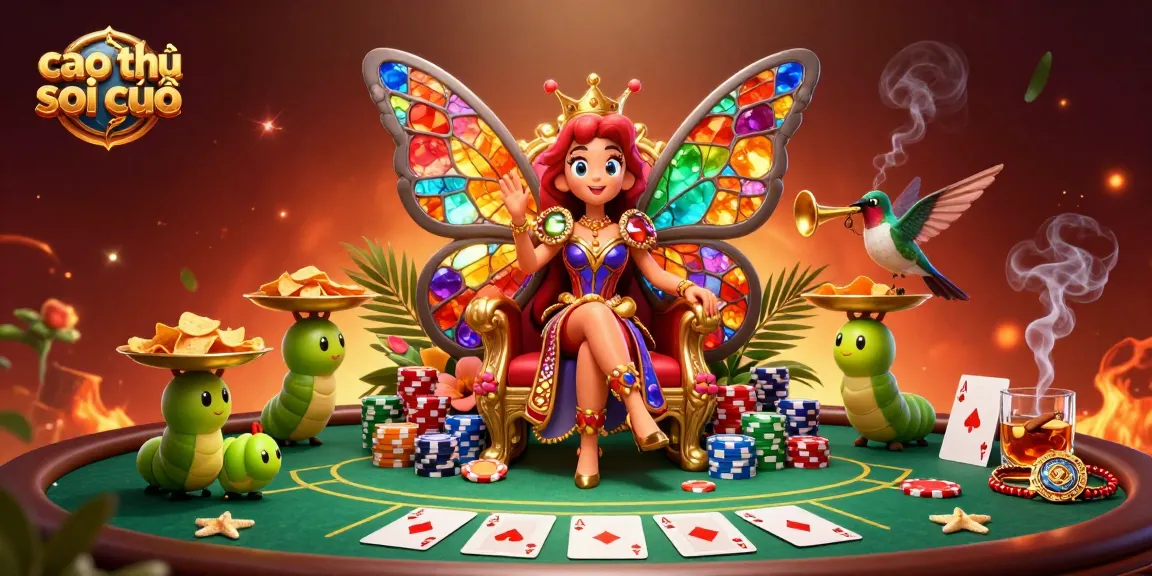 Cao thủ soi cầu showcasing winning poker strategy with vibrant casino elements and characters.