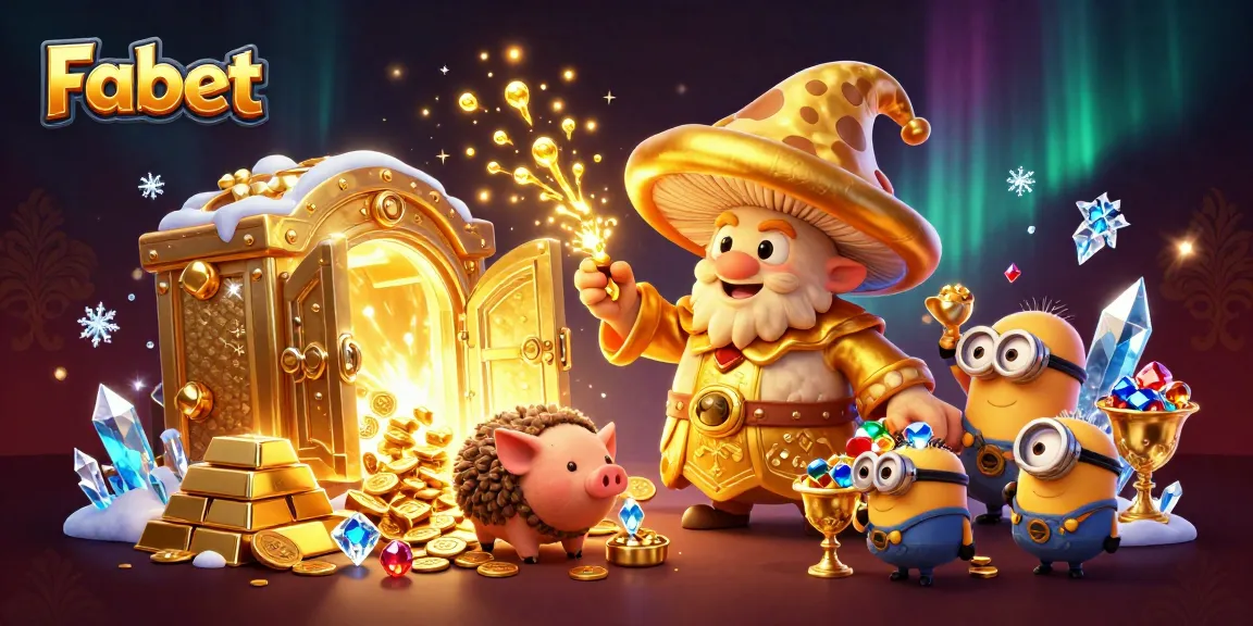 Experience the magic of Fabet with a golden wizard turning treasures into gold in this vibrant 3D illustration.
