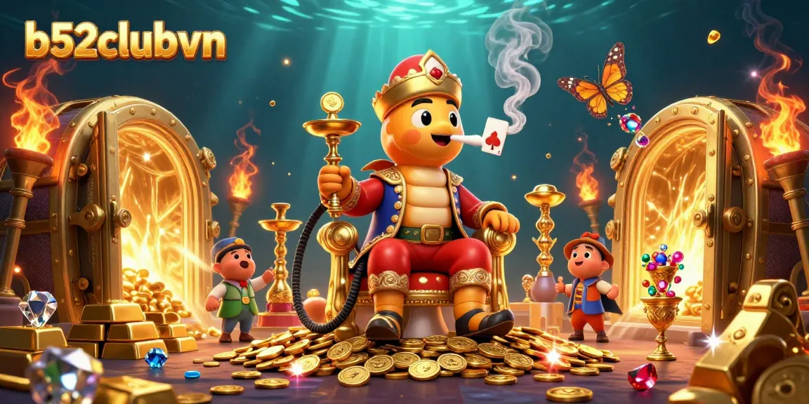 Engaging in thrilling gameplay at b52clubvn with a vibrant 3D casino scene filled with treasures.
