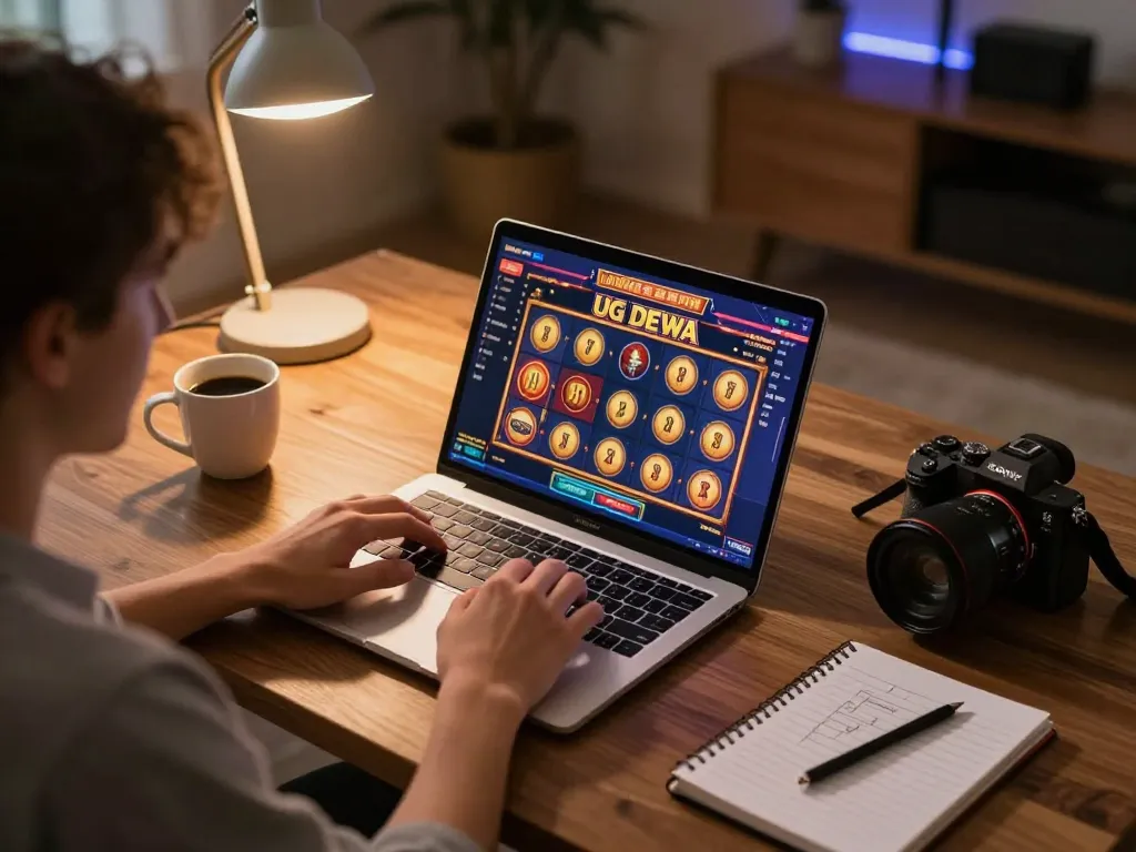 Engaging gameplay experience on UG DEWA's online slots displayed on a laptop screen.