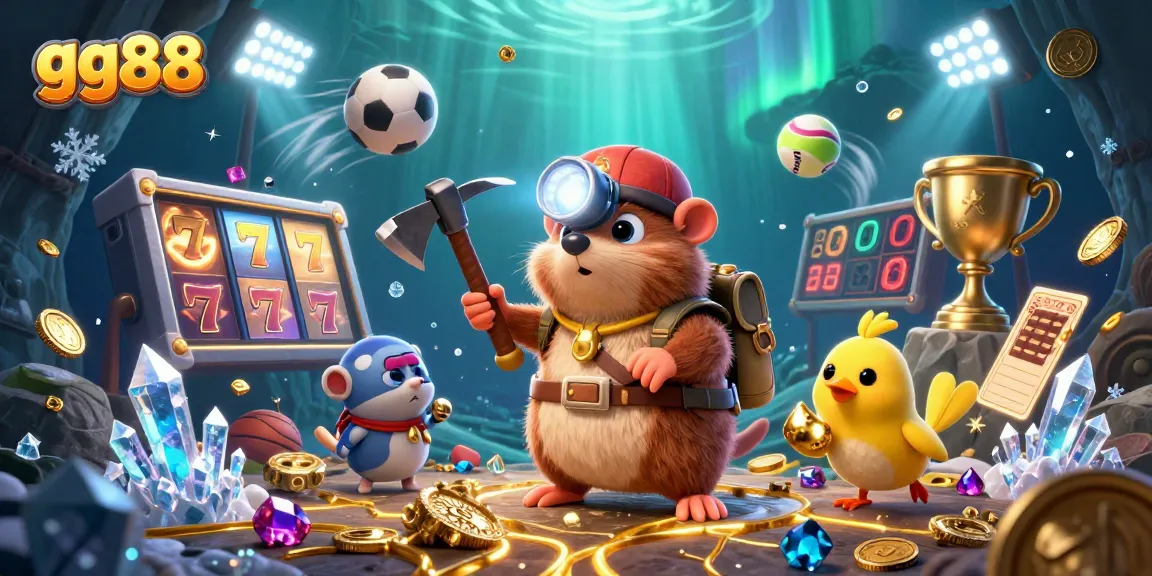 Win big with gg88 as a treasure hunter mole discovers riches in a vibrant casino scene.