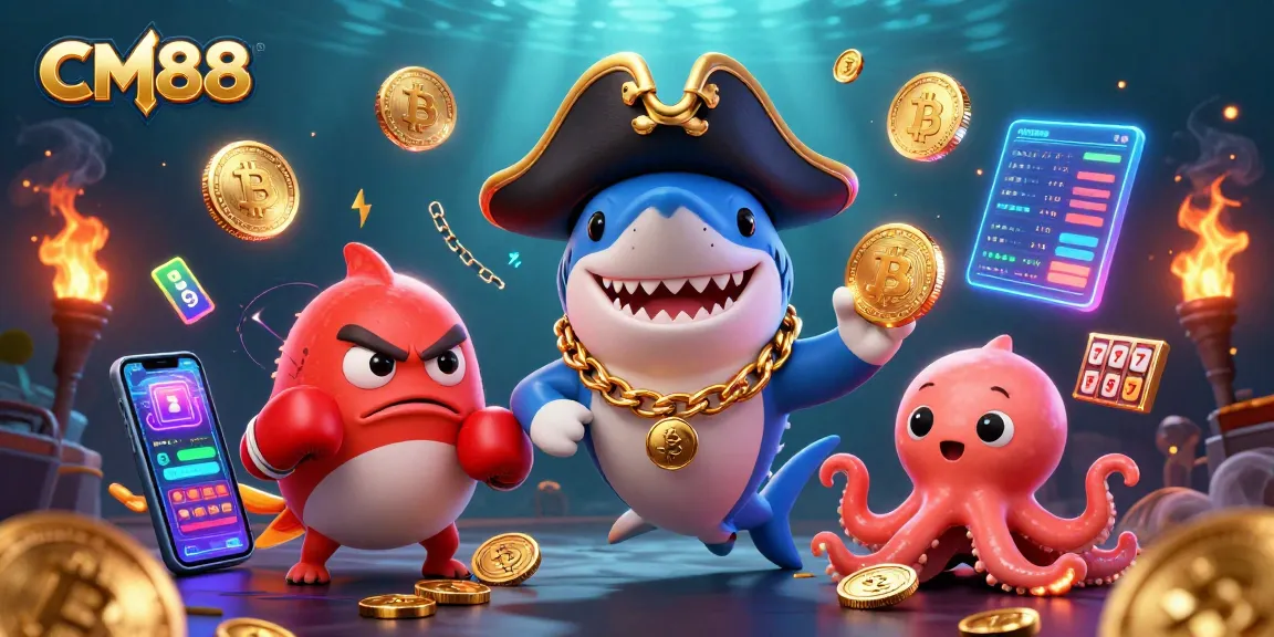 Engage in exciting adventures with CM88 as cartoon characters capture gold coins in a vibrant casino scene.