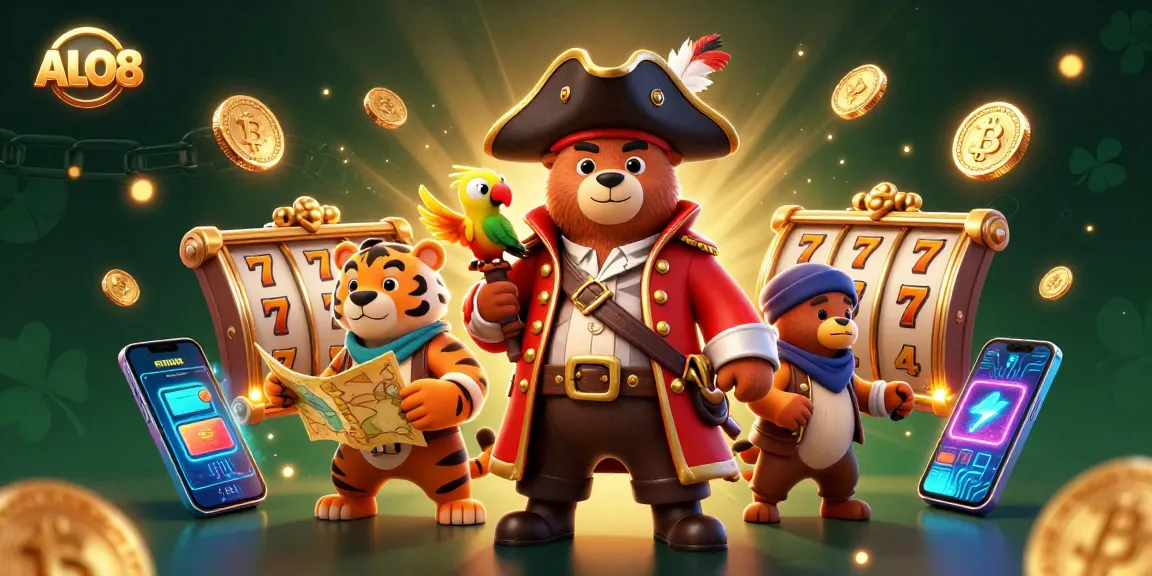 Experience thrilling jackpots with ALO8's vibrant 3D slot scene featuring exciting characters and crypto elements.