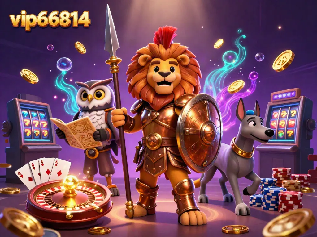Experience thrilling gameplay at vip66814 with golden coins, sparkling gems, and engaging characters in an explosive casino scene.