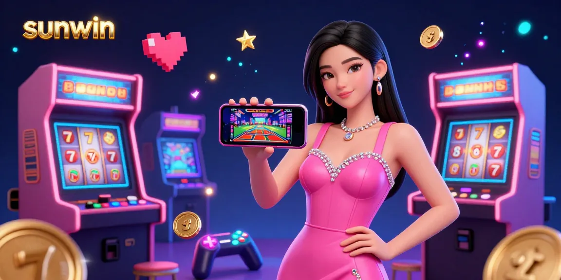Experience thrilling wins with sunwin at a vibrant digital casino featuring a confident player.