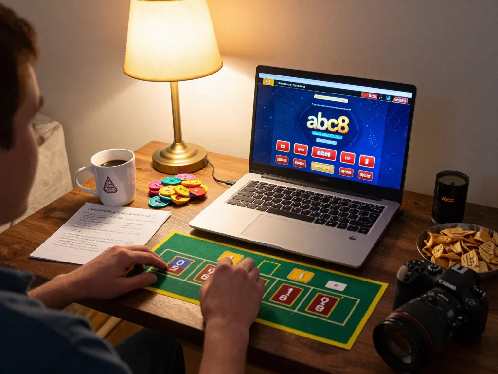 Engaging with abc8 casino app from cozy home setup while planning betting strategy.