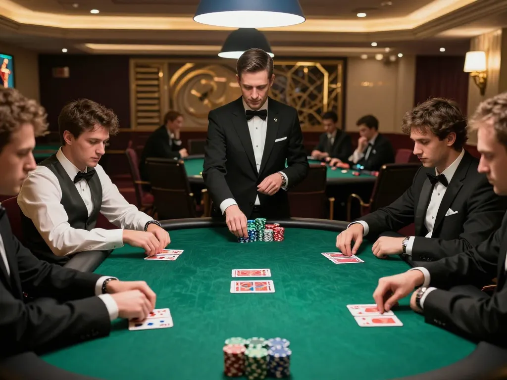 Take2 gaming session in an upscale VIP poker room with intense players, chips, and elegant decor.
