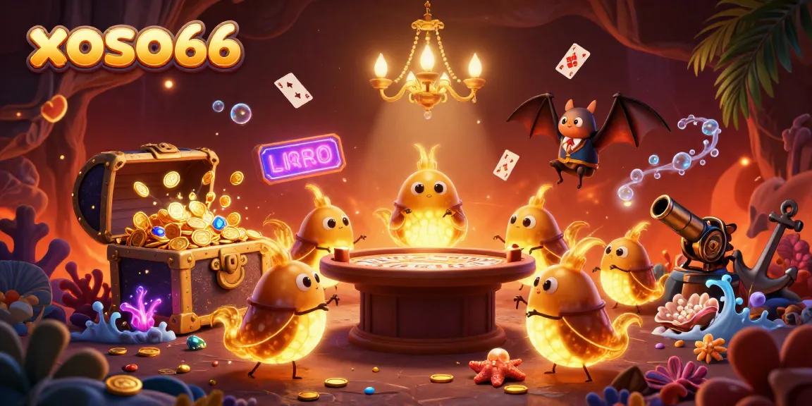 Experience the excitement at xoso66 with a vibrant underwater casino scene and captivating characters.