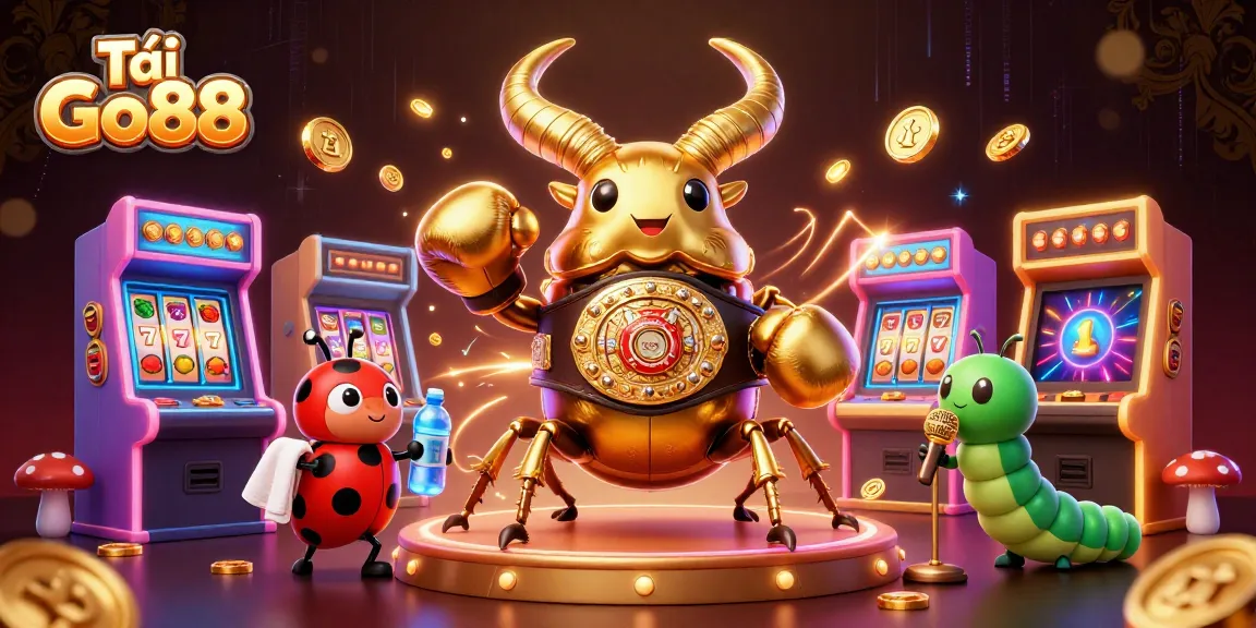 Tải Go88 enhances the gaming experience with a vibrant 3D illustration featuring casino and arcade elements.