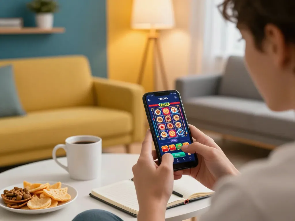 Play engaging casino slots on the 789club mobile app in a cozy home setting