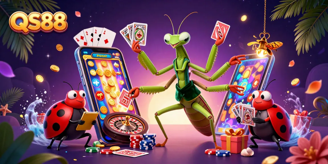 Experience thrilling gambling action with QS88's vibrant casino scene featuring dynamic characters and games.