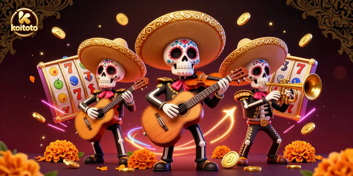Experience winning excitement at koitoto with vibrant Day of the Dead-themed slot machine scene.
