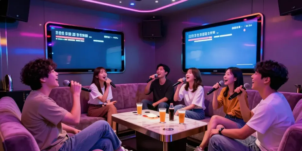 달토 가라오케에서 친구들과 노래 부르는 즐거운 순간
