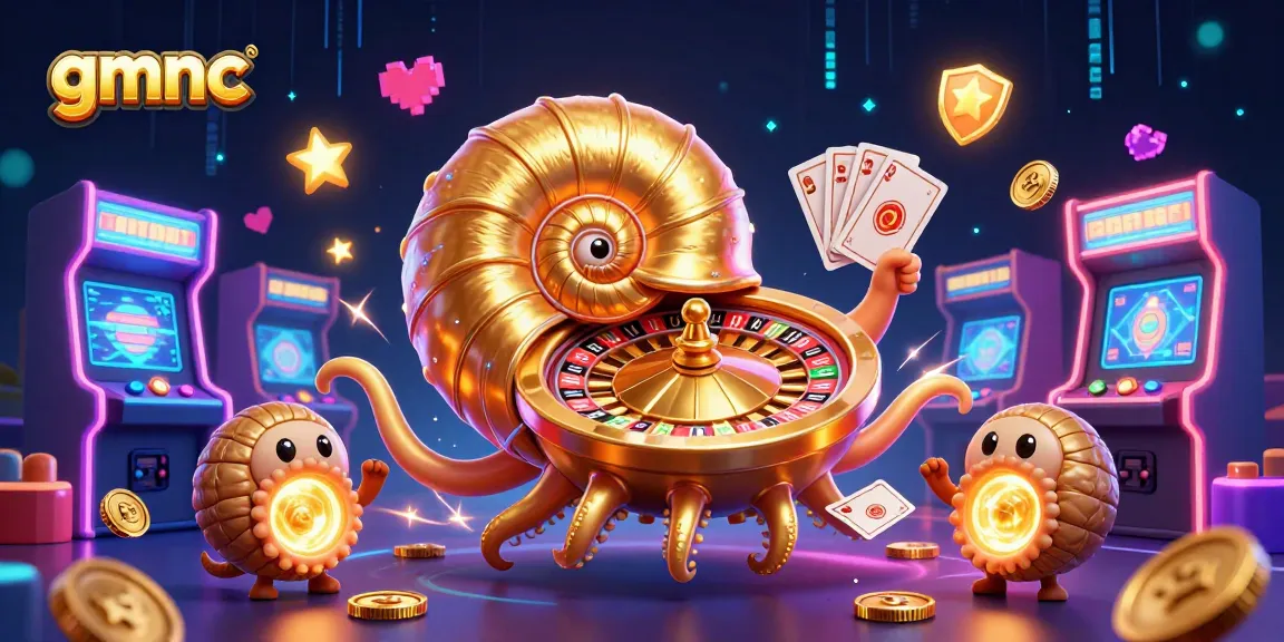 Engage with GMNC's unique gaming elements in this vibrant 3D casino illustration.