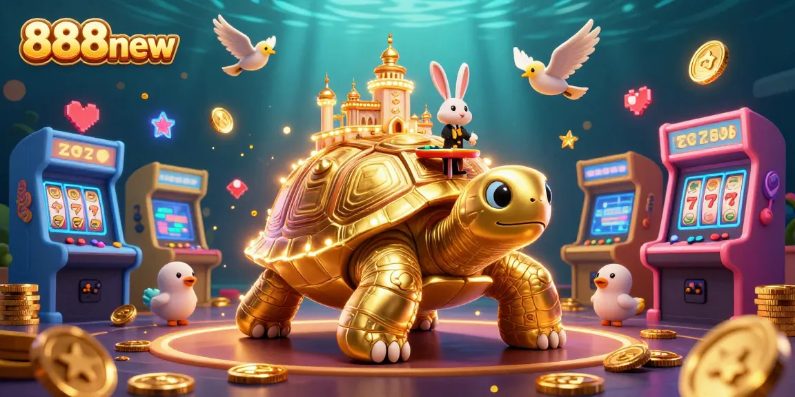 Experience thrilling games at 888new with our vibrant 3D casino illustration featuring exciting characters and elements.