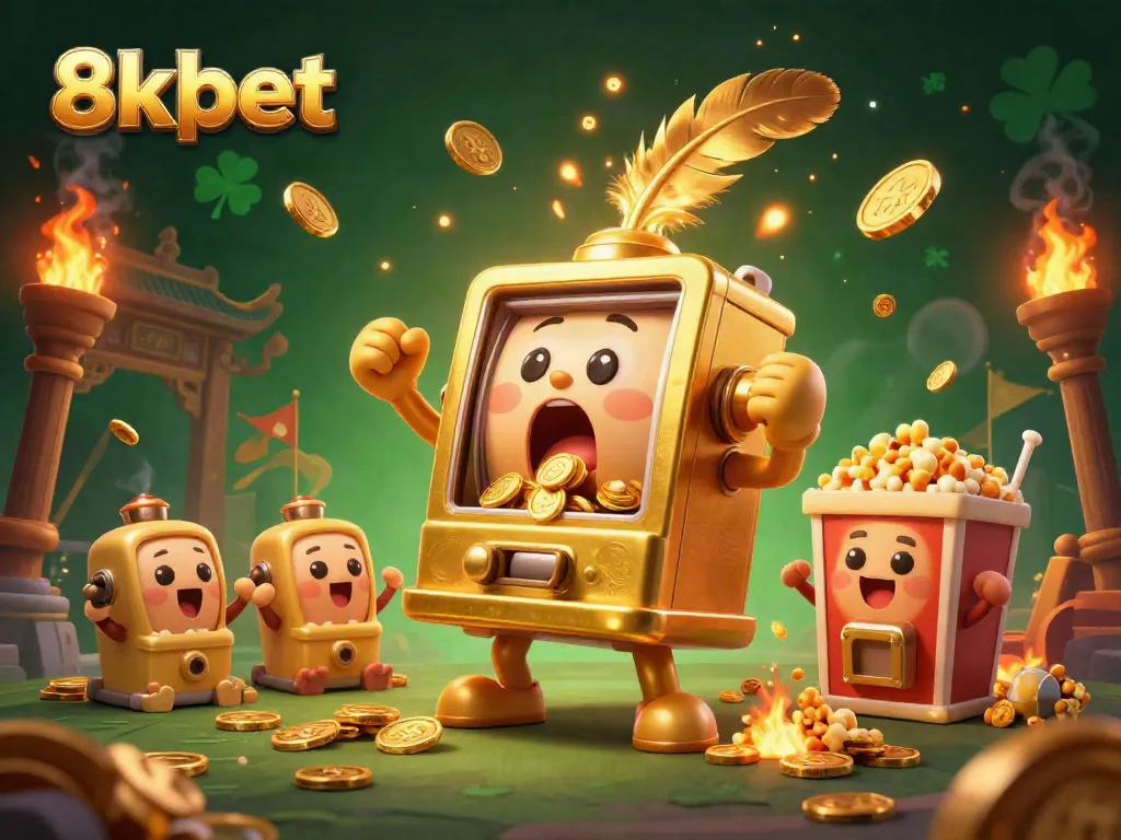 Experience the thrill of 8xbet with a magical slot machine jackpot scene full of excitement and winning moments.