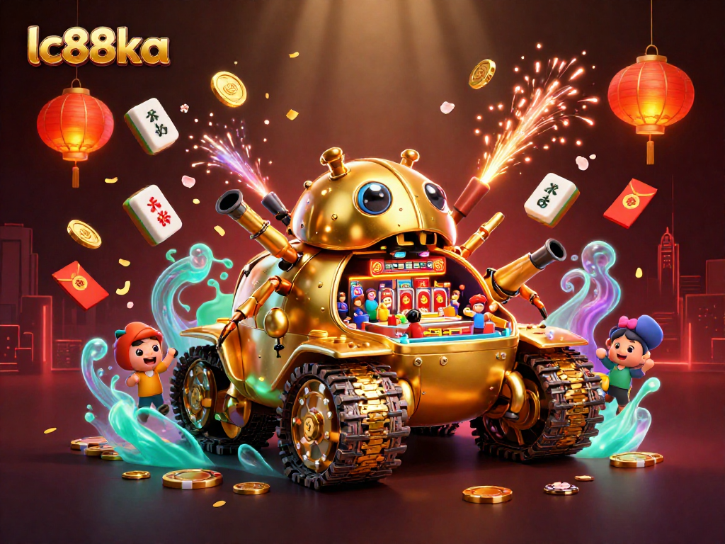 Experience the excitement of lc88ka with a dynamic 3D casino scene featuring vibrant elements.