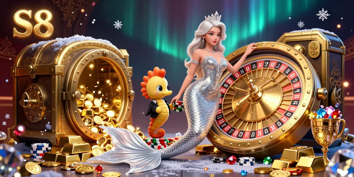 Engage with S8's thrilling casino experience, featuring a lavish roulette scene and elegant characters.