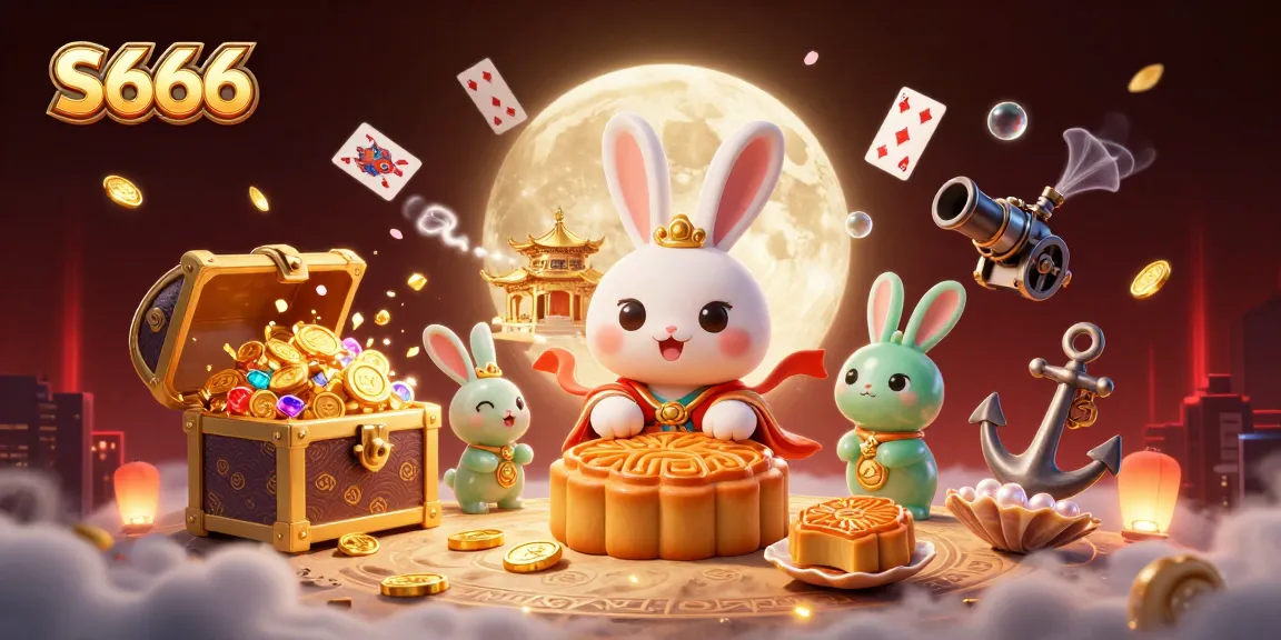 S666 players enjoy a vibrant online casino scene with the moon rabbit and lively game elements offering exciting rewards.