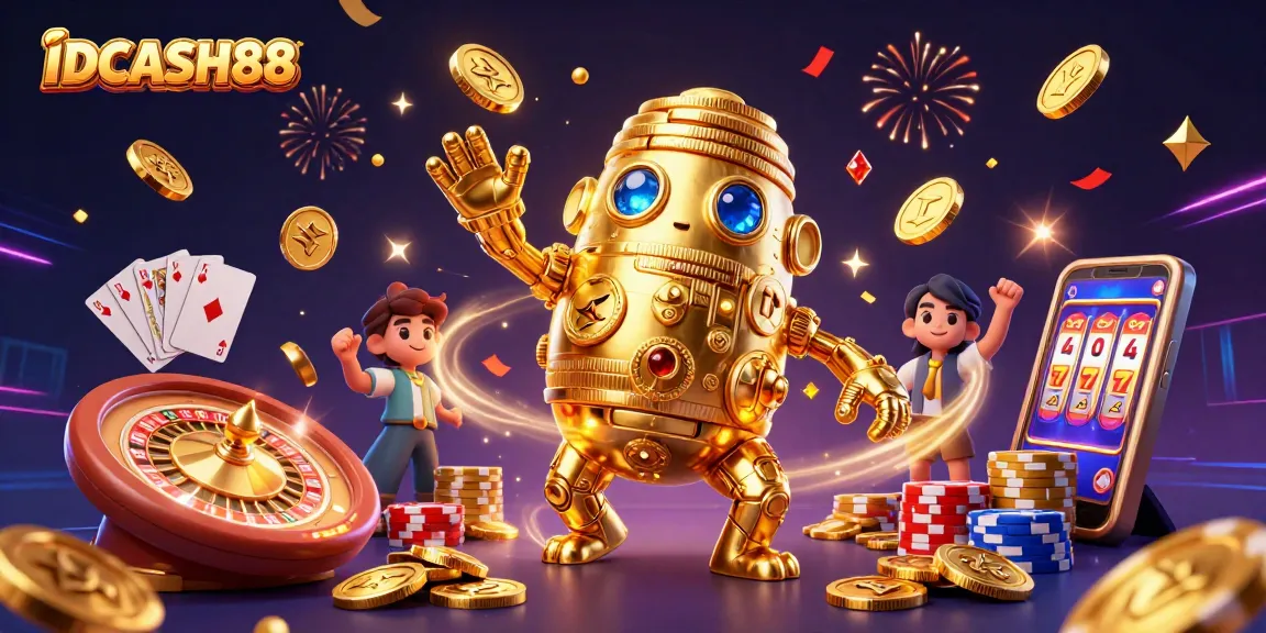 Experience winning at IDCASH88 with captivating slot gameplay and shining gold coins.