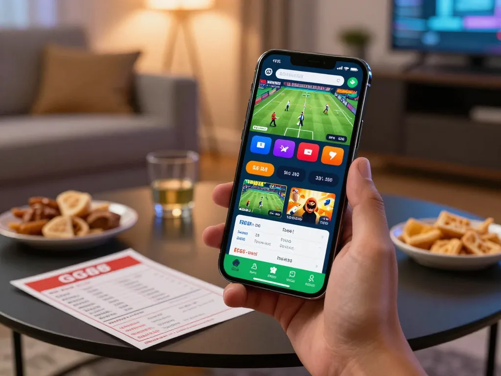 Place bets using the GG88 app in a lively home sportsbook setup with exciting game visuals.