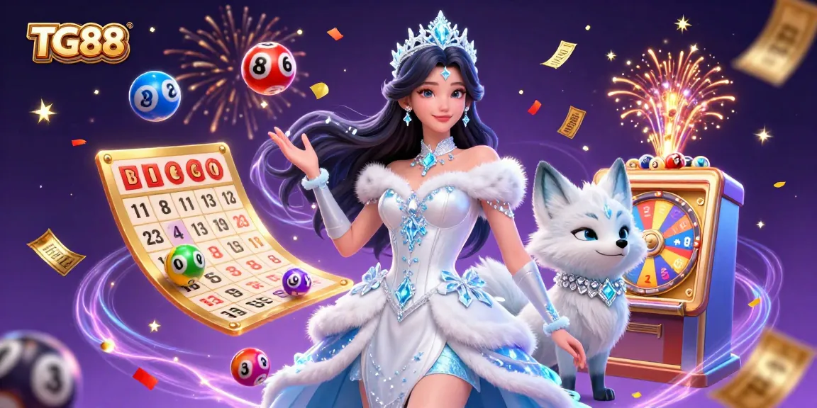 Experience the thrill of gaming with TG88, featuring vibrant elements and a dazzling ice queen.